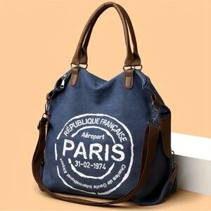 Stylish Canvas Tote with Brown Handles